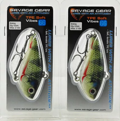 (lot Of 2) Savage Gear 2-1/2  Tpe Soft Vibe 66 4/5oz Sfv-66-yp Yell Perch L8402 • $0.99