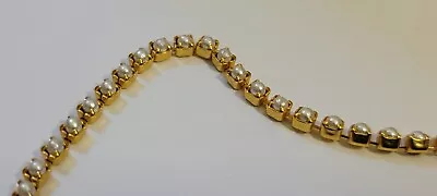Vintage 80's Gold Necklace Pearl Like Rhinestone Stunning 18 In New Jewelry • $15.99