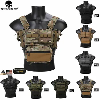 Emerson Tactical MK3 Chest Rig Modular Light Weight Micro Vest W/ 5.56 Mag Pouch • £102.95