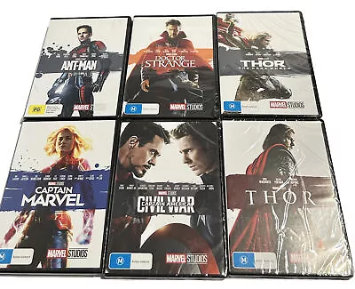 6x Marvel DVD Movies Phase 1 2 3 NEW Sealed R4 PAL Thor Antman Dr Strange Bundle • £43.43