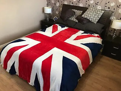 Faux Mink Fur Throw Union Jack Design Double (200cm X 150cm) • £17.99