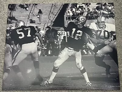 Ken Stabler Oakland Raiders Launches Deep Downfield Football 16x20 B&W Photo • $10