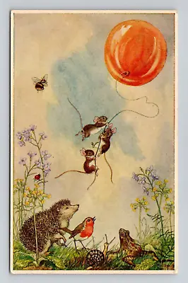 Postcard Balloon Goes Up Mice A/s Molly Brett Vintage By Medici B15 • $4.99