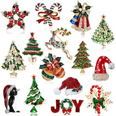 Christmas Snowman Tree Santa Claus Deer Bell Brooch Pin Xmas Party Wholesale  • $1.79