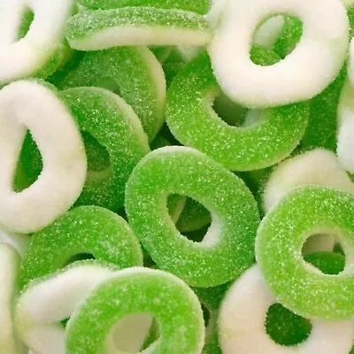 Fizzy Apple Ring Sweets Green Chewy Party Fruity Cones HALAL • £4.25