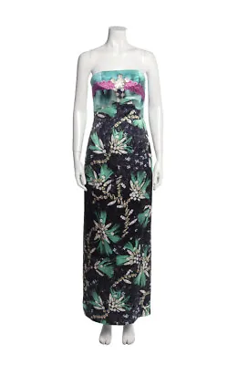 $250 • Buy Mary Katrantzou Silk Long Maxi Dress Sz 4 S Blue Jewel