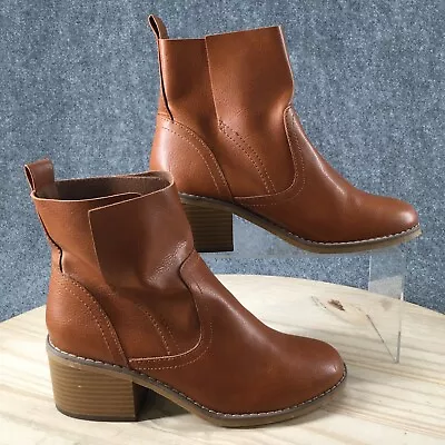 Mossimo Supply Co Boots Womens 7 Ankle Bootie Brown Faux Leather Pull On Casual • $20.79