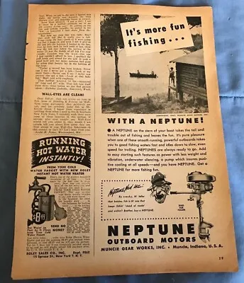 1947 Neptune Outboard Motors Vintage Ad  It's More Fun Fishing...  • $10.99