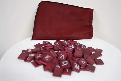 100 Scrabble Tiles Maroon Red Replacement Set Or Crafts Complete Set With Pouch • $9.99