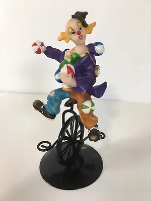Vintage Clown Figurine Riding Unicycle 5 1/2 Tall • $10.95