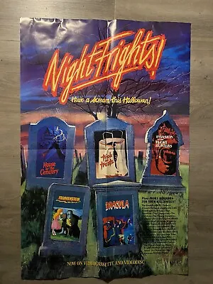 VESTRON VIDEO Orig. Night Frights VIDEO STORE PROMO POSTER•VHS•HALLOWEEN•24”X 36 • $149.99