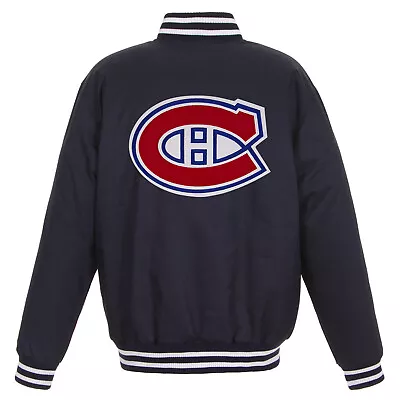 NHL Montreal Canadiens Poly Twill Jacket Embroidered Patches Logo JH Design Navy • $129.99