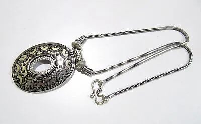 Oxidized German Silver Metal Pendant With Flexible Chain 22 Inch Long Necklace • $36.20