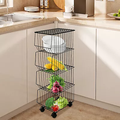 4Tier Fruit And Vegetable Storage Rack Kitchen Organizer Storage Bin With Roller • $42.75