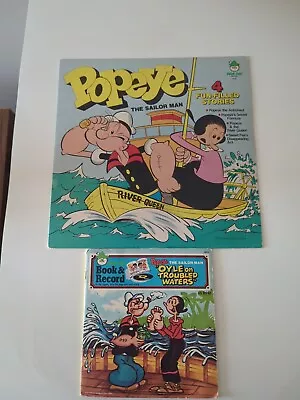 1976 Popeye The Sailor Man Lot Of 2Peter Pan Book Record  And 4 Story Record • $19.99