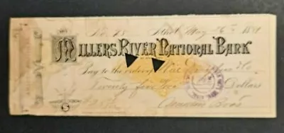 1881 AMSDEN BROTHERS - MILLERS RIVER NATL BANK ATHOL MASS $25.01 CHECK!-d4799ttt • $14.01