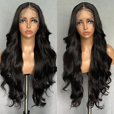 Long Wave Lace Front Wig Synthetic Pre Plucked Hairline With Baby Hair Wavy Soft • $23.90