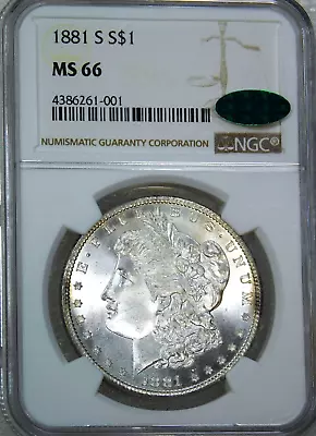 1881-S Morgan Silver Dollar NGC MS66 CAC Frosty White Luster Premium Coin #MR7 • $429.99