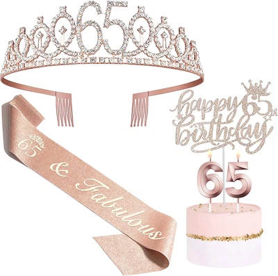 £30.37 • Buy 65Th Birthday Gifts For Women, 65Th Birthday Tiara Crown, Sash, Cake Toppers,Bir