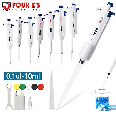 Four E'S 0.1ul-10ml Micropipette Lab Single Channel Pipette Volume Adjustable US • $29.99