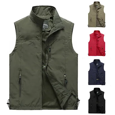 £4.79 • Buy Men Casual Outdoor Work Safari Fishing Travel Photo Cargo Vest Sleeveless Top UK