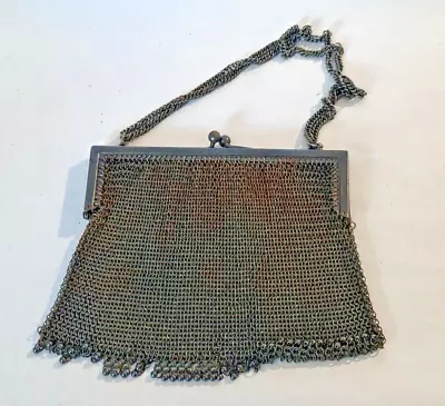 Antique Steel Chainmail Mesh Womens Evening Bag Purse • $34.99