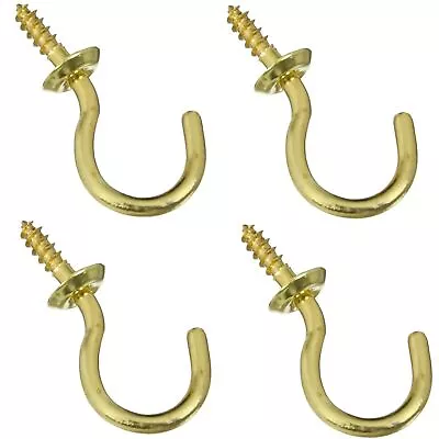 National Hardware N119-685 Cup Hooks 1  Solid Brass 4 Pack • $6.82