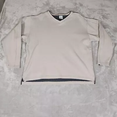 Columbia Sweatshirt Mens Extra Large Cream V Neck Long Sleeve Outdoor Athleisure • $22.99