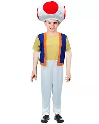 Boys Super Mario Mushroom Toad Cosplay Costume Kids Party Outfit • $42