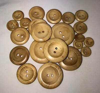 Natural Wooden Buttons 14mm 16mm 19mm 23mm 25mm 29mm 31mm 35mm Baby Knitted  • £3.15