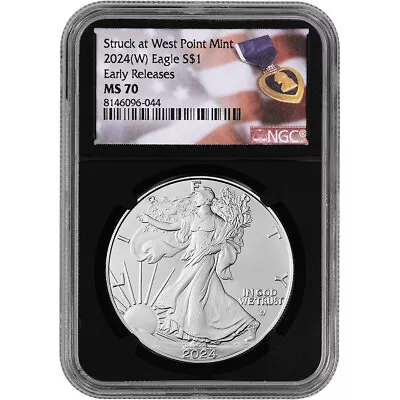 2024 (W) American Silver Eagle - NGC MS70 Early Releases Purple Heart Black Core • $53.32