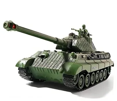 RC Tank Remote Control WW2 German King Tiger Army Tank Toys 1:28 Scale Green • $69.26