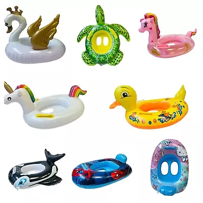 Baby Kids Inflatable Swimming Seat Pool Ring Float Lilo Unicorn Duck Swan Shark • £7.99