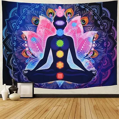 Maccyafst Seven Chakra Tapestry Yoga Meditation Wall Tapestry Colorful Mandala • $17.59