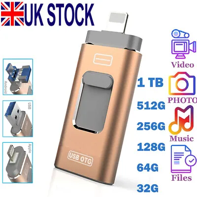 3in1 USB IFlash Pen 2TB External Hard Drive Storage Memory Stick For IPhone IPad • £14.56