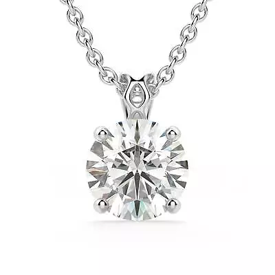 2 Ct Round Cut Solitaire Diamond 14K White Gold Finish Vintage Pendant Necklace • $112.68