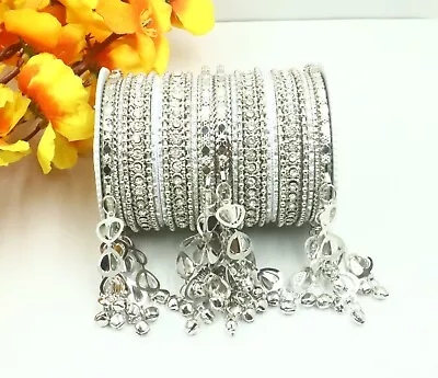 Indian Bollywood Bridal Traditional Silver Plated Wedding Metal Bangles Jewelry • $18.60