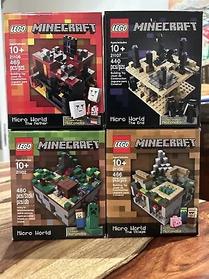 Lego Minecraft Mirco World Full Set New Sealed 21102 21105 21106 21107 • $291.30