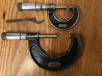 Vintage 1  Starrett Micrometer No. 436 & 1” - 2” Starrett Micrometer Set Of 2 • $34.95