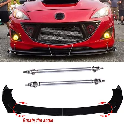 $39.99 • Buy For Mazda 3 Sedan /Hatchback Front Bumper Lip Splitter +Glossy  +Strut Rods