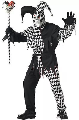 Evil Jester Scary Skull Adult Men Halloween Costume (Black/White) • $31.30