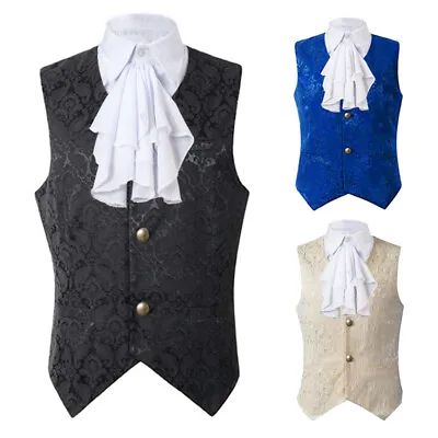 Mens Steampunk Suit Vest Gothic Victorian Medieval Cosplay Waistcoat With Tie • $15.03