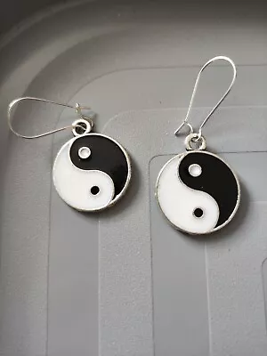 Yin Yang Pendant Earrings Silver Plated Kidney Hook  • £1.75