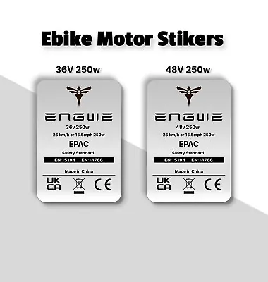 3x EPAC 250w 15.5mph Engwe EBike Legal Motor Silver Sticker Decal Bycicle • £3.99