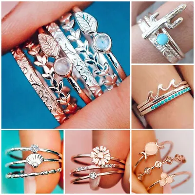 $2.49 • Buy Women Rings 18K Gold Wedding Party Ring Jewelry Gift Fashion 3Pcs/Set Size 5-10