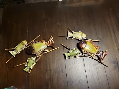 Metal Fish Wall Sculpture Large Set Of 2 Beach Home Decor Nautical  • $25