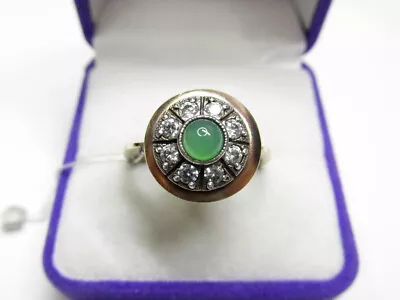 Vintage Russian Soviet Sterling Silver 925 Ring Chrysoprase Women's Jewelry 9.5 • $92