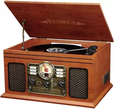 Victrola Nostalgic 6-in-1 Bluetooth Record Player & Multimedia Center  Mahogany • $111