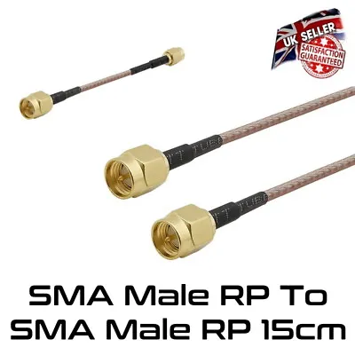 £3.95 • Buy SMA Connector Male RP To SMA Male RP 15cm Pigtail Lead Router Adapter *UK STOCK*
