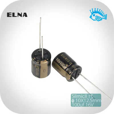 100uF 16V100uF RFS Silmic II ELNA Audio Capacitor Copper Pins 10x12.5mm • $3.32